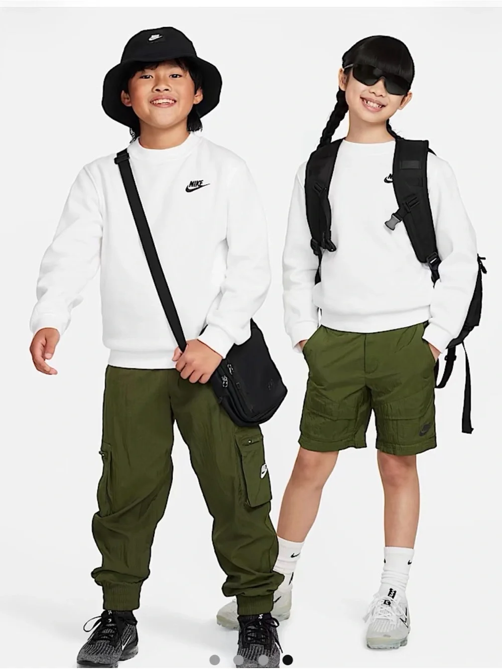 Nike Kids White Sweatshirt with Black Logo